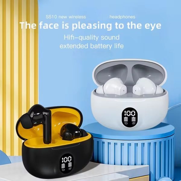 Professional Display Earbuds Stereo 895b Wireless Bluetooth Earbuds | Mic In-ear Headphones With Led Display |immersive Sound | Type C Fast Charging | Bluetooth 5.3 For Android/iphone (black)